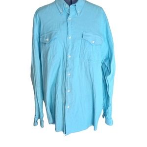 Roper men's long sleeve turquoise button down shirt, XL